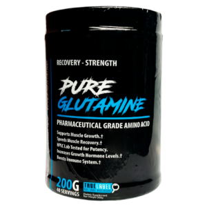 Envase de Pure Glutamine en polvo 200g, suplemento de aminoácido grado farmacéutico para recuperación y crecimiento muscular
